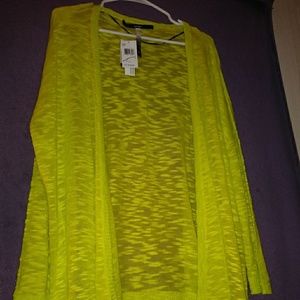 Size L sheer sweater yellow/green cover-up NWT